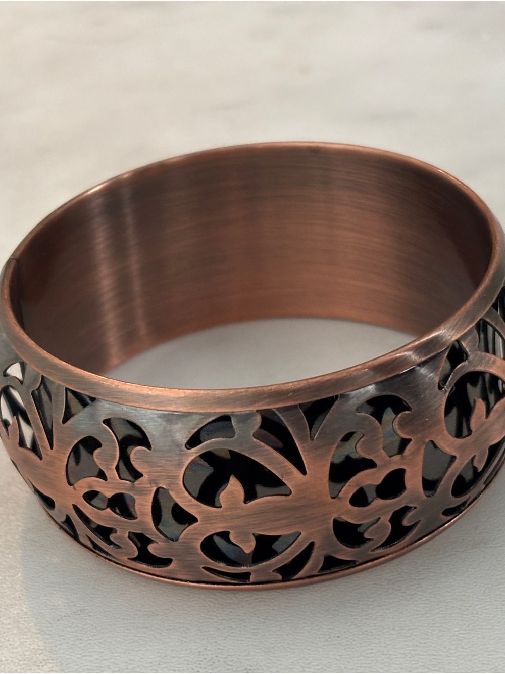 Copper-Tone Filigree Metal Bangle